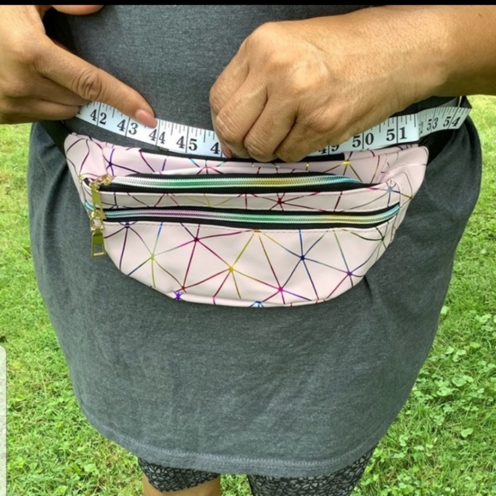 Pink Pillowshaped Holographic Fanny Pack Crossbody - Picture 3 of 4